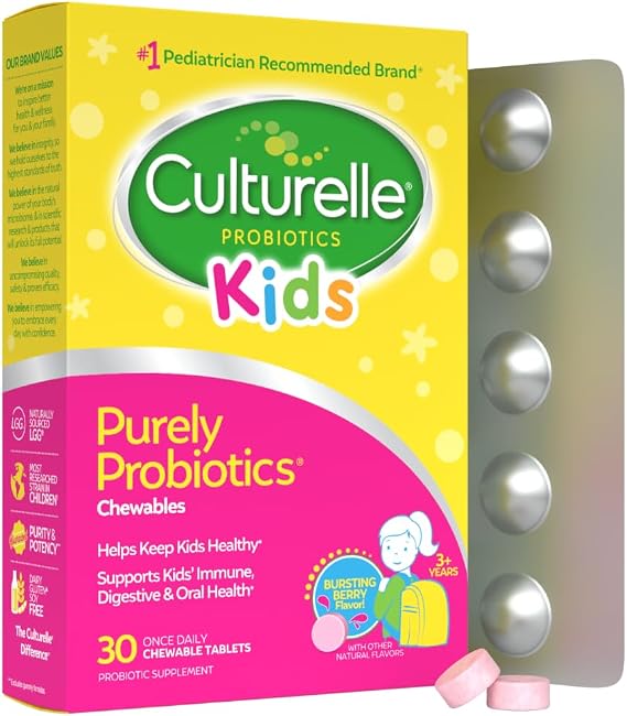 Culturelle Daily Chewable Probiotics for Kids Ages 3+, Berry Flavor, 30 Ct