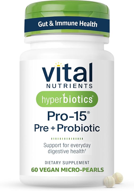 Vital Nutrients Pro-15 Pre & Probiotics, Digestive Health Support, 60 Count