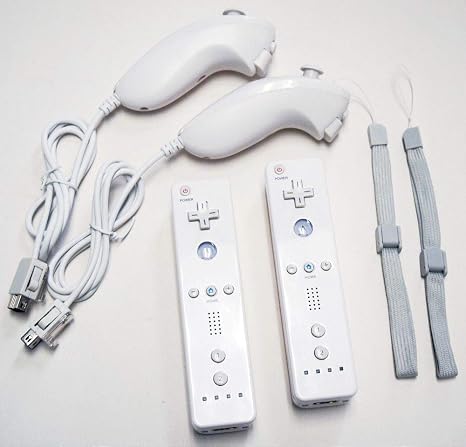 2-Pack REMOTE & NUNCHUK Controller Bundle Set WHITE for Nintendo Wii Wii U gaming