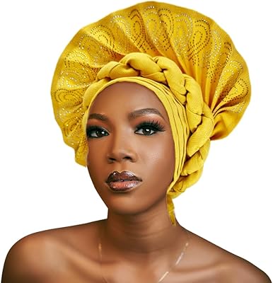 Fashion Asoke Gele Headties Nigerian for Women Head, Auto Gele Headties Nigerian African ASO Oke for Wedding Party