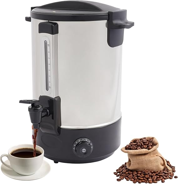 Commercial Coffee Urn, 18L/3.43 Gallon Stainless Steel Coffee Dispenser, Hot Coffee Dispenser Maker Large Capacity Hot Water Urn for Buffet Catering Wedding Gathering (Black)