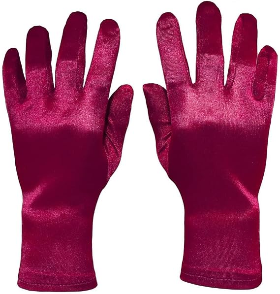 ATHX 1920s Satin Opera Tea Party Gloves Costume for Women Wrist Length Formal Wedding Bridal Stretchy Gown Gloves Accessories