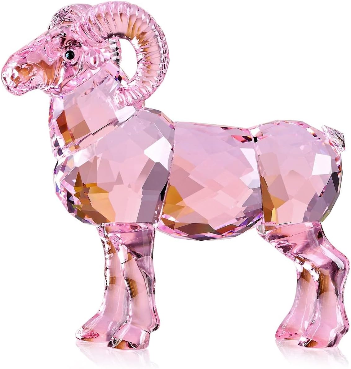 Art Statue - Home Decor Sculpture, Realistic Animal Crystal Goat Figurine, Table top Ornament Statue, Collectible Birthday GiftsPink