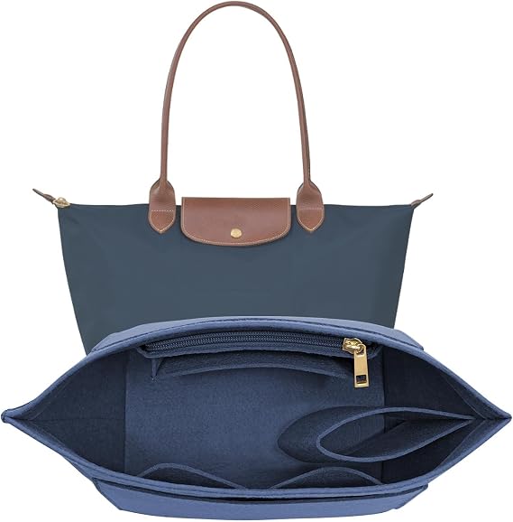 LOUKAYCCI Felt Purse Organizer Insert for Longchamp Le Pliage L Handbag Insert (Large, Black)(Dark Blue,Large)
