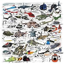 60Pcs Military Helicopter Stickers, Waterproof Vinyl Decals for Water Bottle Laptop Scrapbooking Luggage Phone Computer Guitar Party Favors Stickers (Helicopter)
