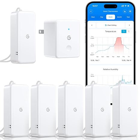 GoveeLife 2.0 WiFi Hygrometer Thermometer with Gateway, Mini Sensor 6-Pack