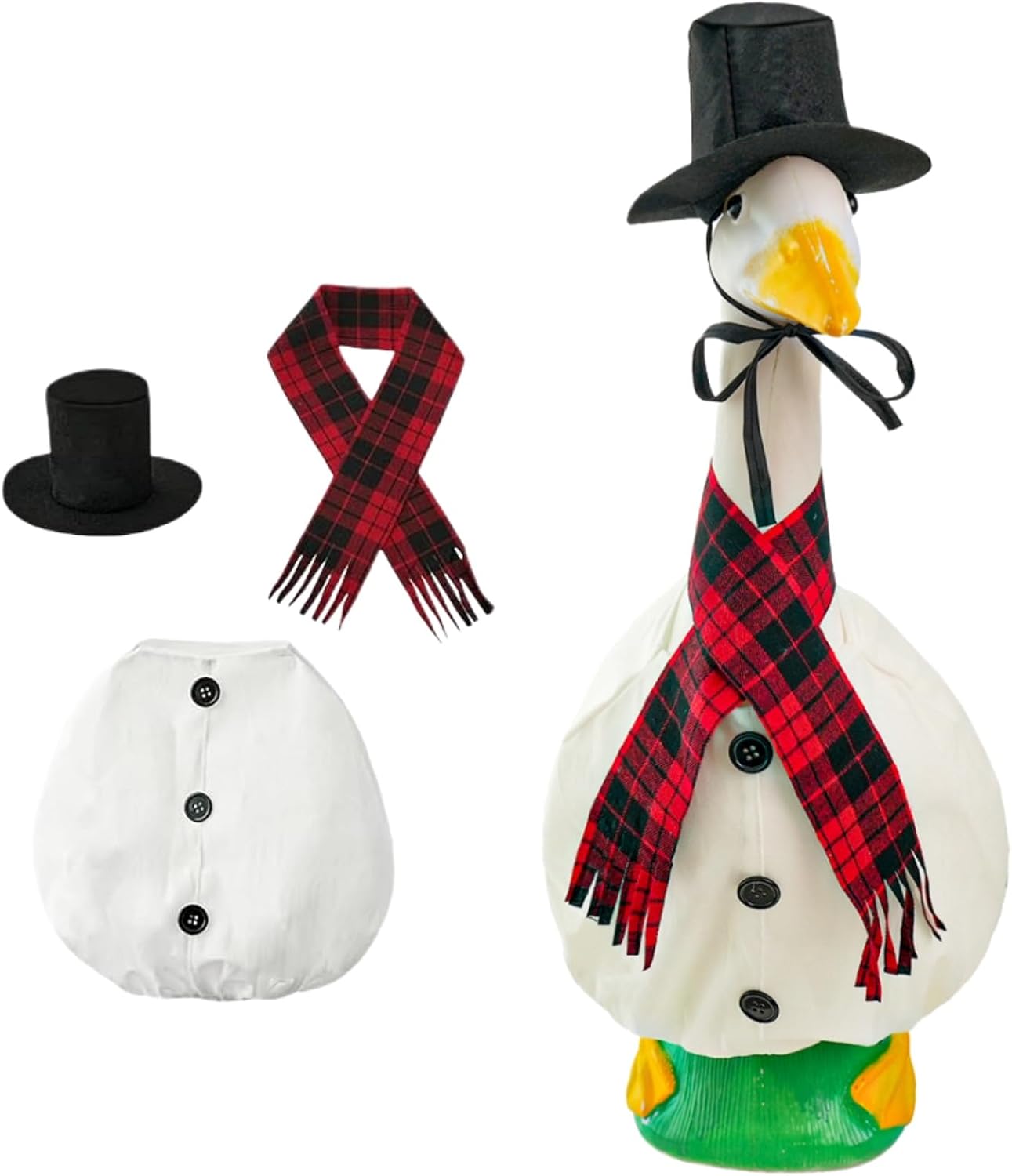 TECUUL Porch Goose Outfits for 23 Christmas Snowman Goose Outfits Cement Statue or Plastic Porch Goose Cute Costume Holiday Accessories Garden Party Outdoor Patio Yard Lawn Decoration