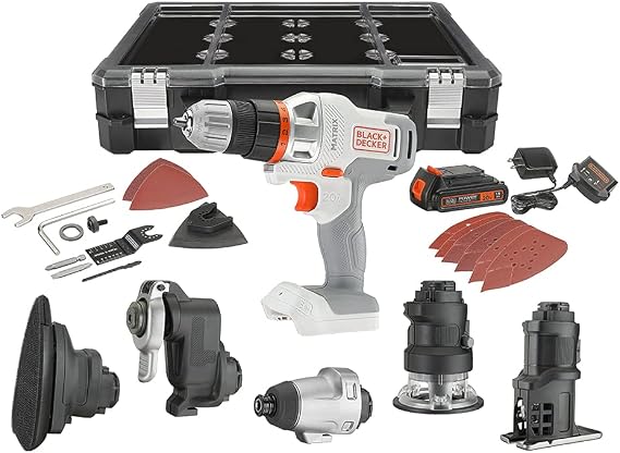 BLACK+DECKER 20V MAX MATRIX Cordless Combo Kit, 6-Tool, White and Orange (BDCDMT1206KITWC)