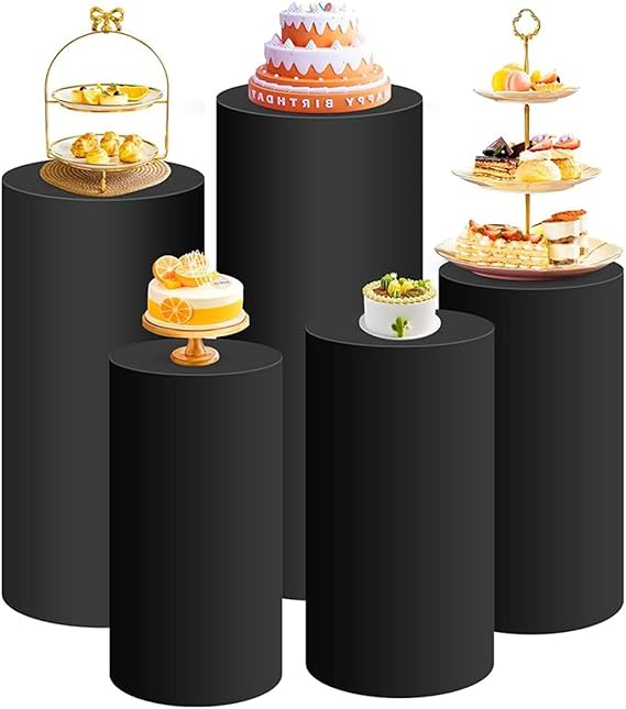 Round Cylinder Pedestal Stand Set of 5, Flower Cake Cylinder Stand Dessert Table Pillars for Party Birthday Wedding Props Decoration