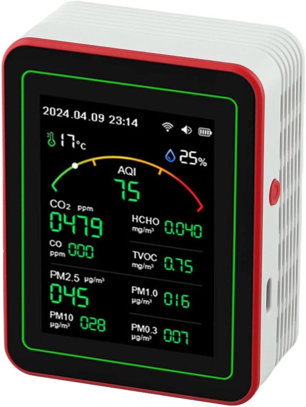 Jonikuper 15 In 1 For Smart Air Quality Monitor, Air Quality Tester, HCHO PM AQI Temperature Humidity Detector With Remote Access Anywhere, AnytimeWhite