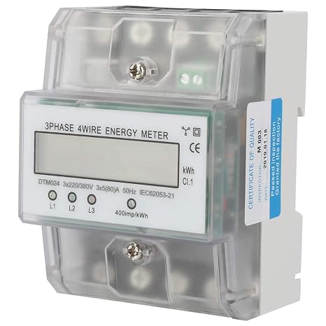 3 Phase KWh Meter Digital Energy Monitor 220V/380V 4P LCD Power Consumption Meter for Industrial Commercial Electrical Systems Power Metering Device