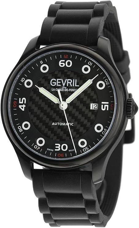 Gevril Men's Automatic Watch from The Canal St. Collection, Stainless Steel case, Rubber Strap