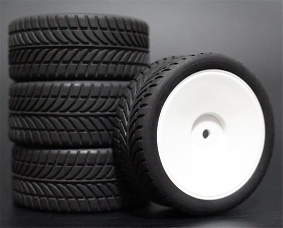 4PCS 1/10 Rubber Tire RC Racing Car Tire On Road Rim Fit for HSP HPI RC Car Part Diameter 65mm Tire 94123-94122 Modification Accessories (Color : 2)