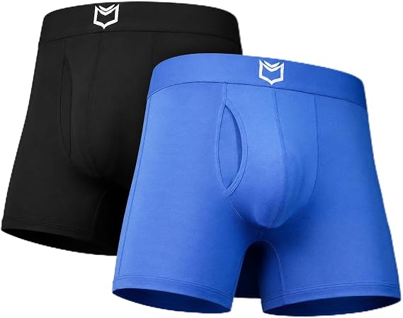 SHEATH 2.1 | 2-Pack Bundle | Men's Modal trunks | Athletic Underwear - Blue, Black - Large