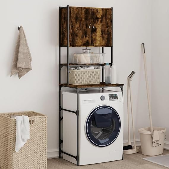 Homgoday Washing Machine Cabinet Smoked Oak 68x48.5x194 cm Washer & Dryer Accessories, Washer & Dryer Accessories