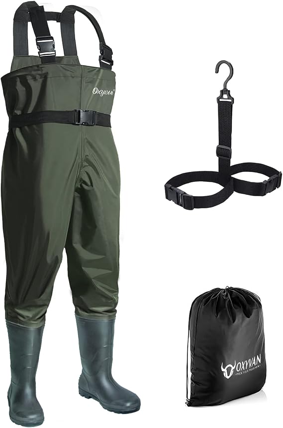 Chest Waders with Boots for Men & Women, Nylon/PVC Lightweight Fishing Wader with Boots Hanger