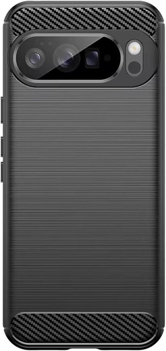 Microcase Google Pixel 10 Pro XL ile Uyumlu Brushed Carbon Fiber Silikon Kılıf - Siyah AL3332