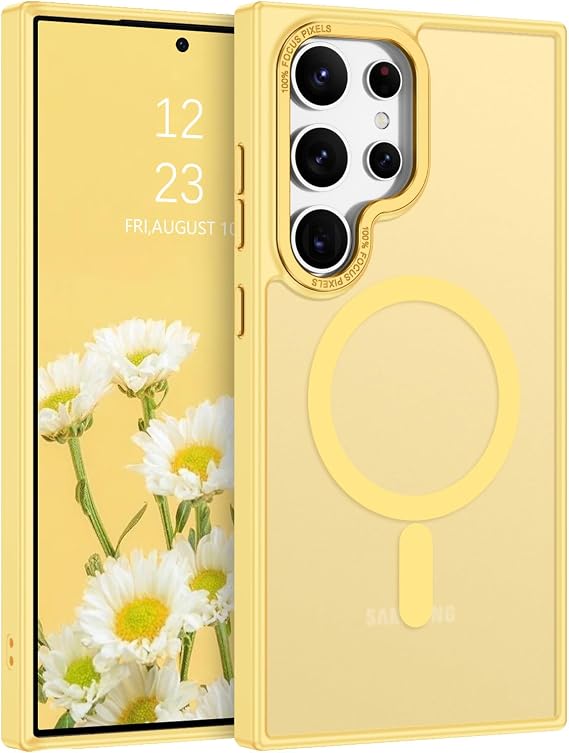 BENTOBEN for Samsung Galaxy S24 Ultra Case, Strong Magnetic [Compatible with MagSafe] Translucent Matte Slim Anti-Slip Shockproof Women Men Protective Phone Case for Samsung S24 Ultra 6.8",Yellow