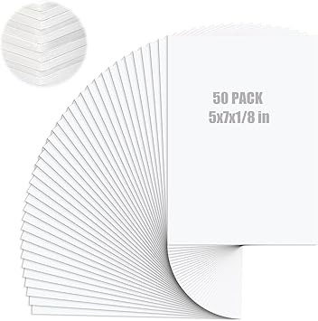 Mat Board Center 50 Pack White Foam Board 5" x 7", 1/8" Thick Board Poster Acid-Free Foam Core, Double Sided Foamboard Sheets for Projects, Art, Craft, Presentations and Wedding Signage