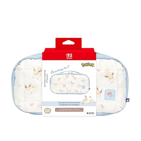 HORI Puff Pouch (Eevee) for Nintendo Switch 2 - Soft Carrying Pouch for Switch 2 - Officially Licensed by Nintendo and The Pokemon Company International
