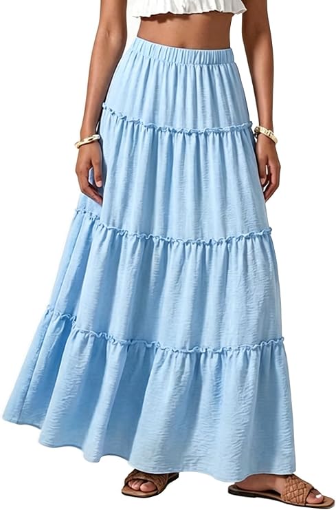 Long Maxi Flowy Skirt for Women Summer Bohemian Outfits