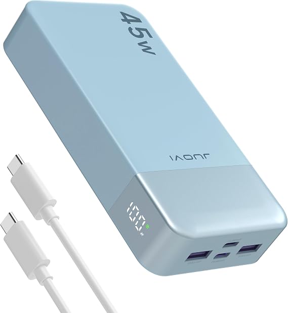 JUOVI Power Bank 45W 20000mAh Portable Charger USB C, PD QC Fast Charging 4-Port(2C+2A) External Battery Pack with LED Display, for iPhone 15 16 MacBook ipad | PD QC Fast Charging with 4 USB Ports(2C 2A), LED Display External Battery Pack for iPad Tablet Switch iPhone Samsung etc