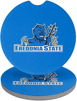Fredonia State University Primary Logo Car Coasters, Pack of 2, 2.5 Ceramic Stone, Drink Coaster for Cup Holders with Finger Notch