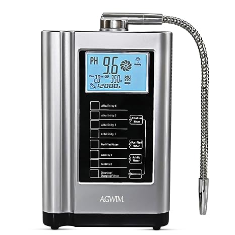 Alkaline Water Ionizer Machine 729, Built-in a Filter, Produces pH 4-10.5 Water, 7 Water Settings, Up to -570mV ORP, 8000L Per Filter, Silver