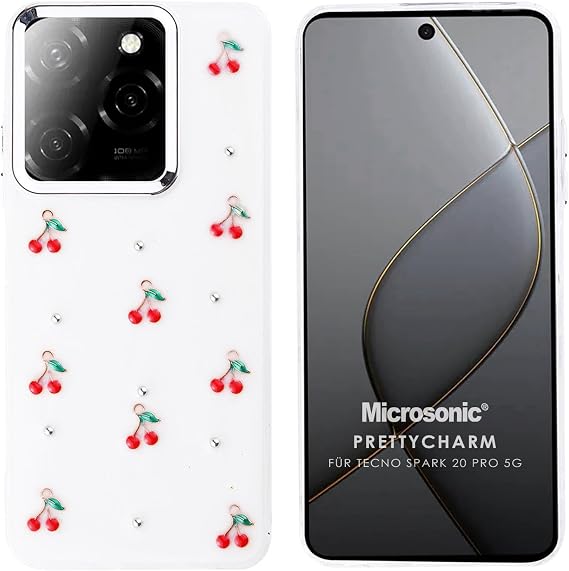 Microsonic TECNO Spark 20 Pro Kılıf PrettyCharm Cherry [Spark 20 Pro ile Uyumlu Kılıf - Kırmızı]