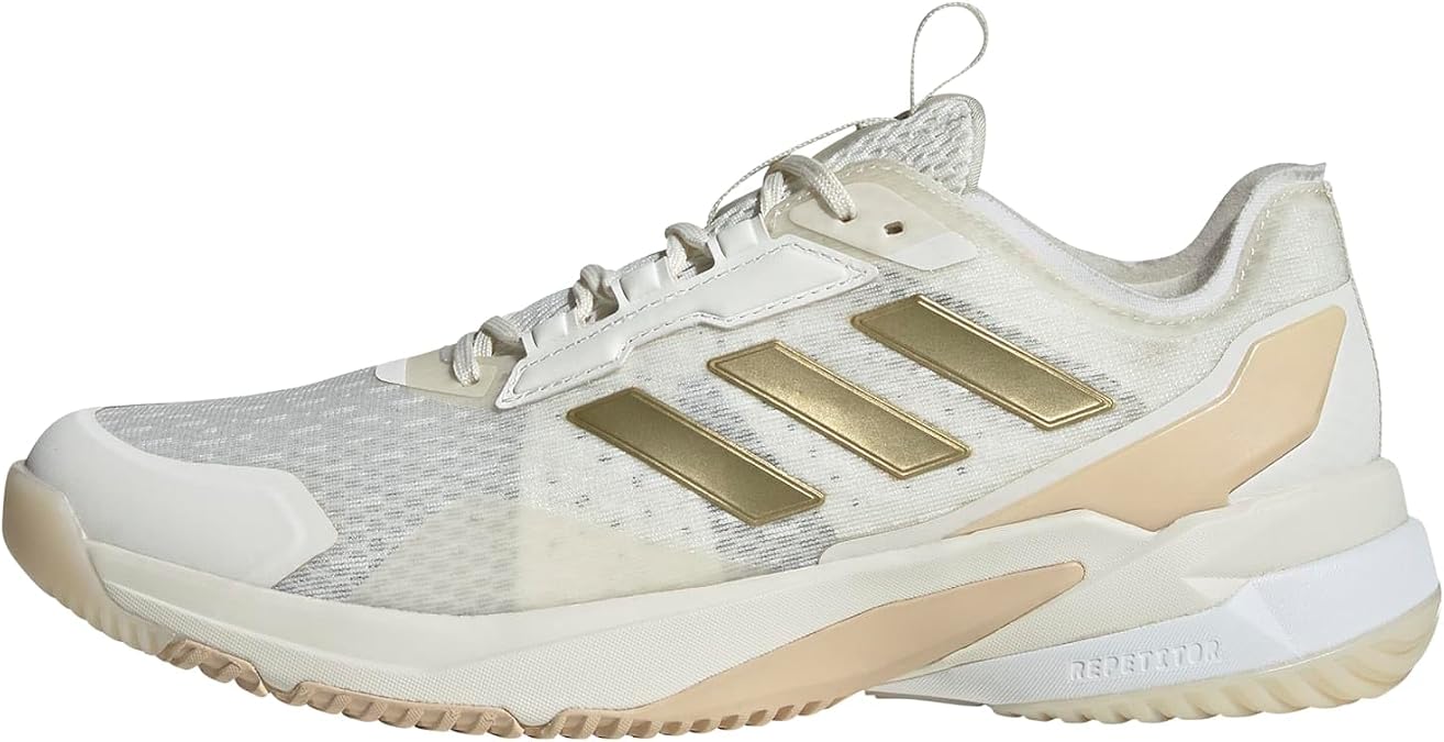 adidas Womens Crazyflight Indoor Volleyball Volleyball Sneakers Shoes - Off White, Off White/Gold Metallic/Crystal Sand, 5.5
