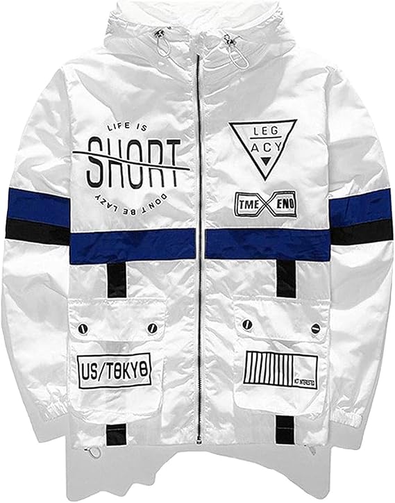AITFINEISM Men's Lightweight Windbreaker Jacket Casual Zip Up Jackets With Hooded