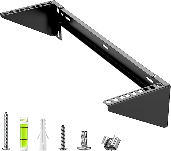 3HE 19 Inch Wall Mount Rack Vertical & Under-Sink Mounting Steel Server Rack Holder for Network Switch Patch Panel or Server Maximum Load 55 kg Includes Mounting Material