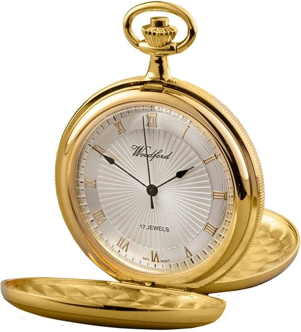 Woodford Mens Twin Lidded Mechanical Pocket Watch - Gold