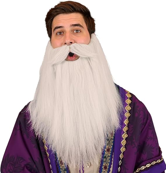 Honcloud Men's Synthetic Pre - Styled Realistic Fake Beard for Cosplay and Halloween Costume Party