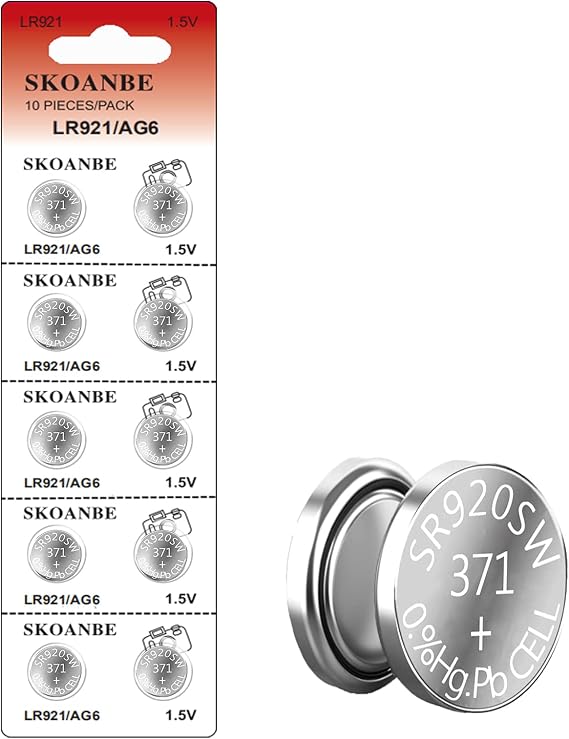SKOANBE 10PCS 1.5V 371 370 SR920SW LR921 AG6 Button Coin Cell Watch Battery