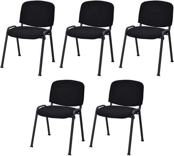 Casart 5 PCS Conference Chair Set W/Steel Frame,Ergonomic Design,Sponge Seat and Back,Stack Chair for Study Waiting Room Guest Reception Room Stackable Office Chairs Furniture Set