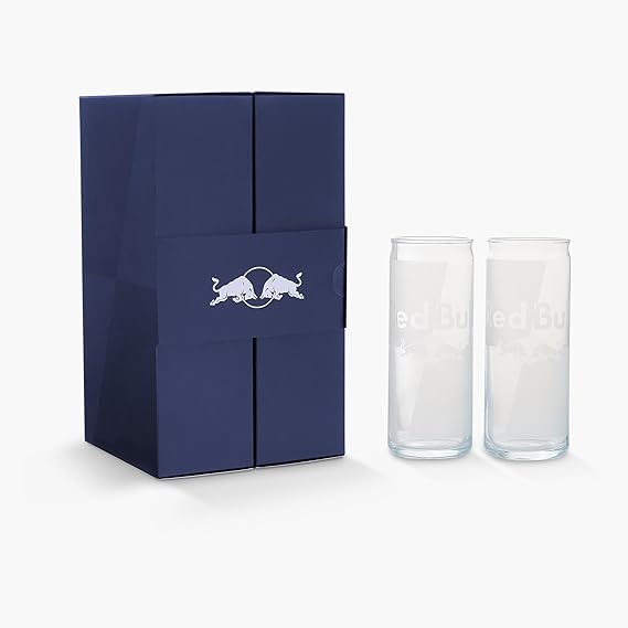 Red Bull Twin Pack Glass Jars in Tin Design Merch Gift Set (2 x for 220 ml)