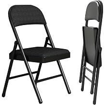 Metal Folding Chair,Cushion Portable Stackable Commercial Seat Chairs Lightweight & Durable Four Season Mesh Fabric for Indoor/Outdoor Use,D