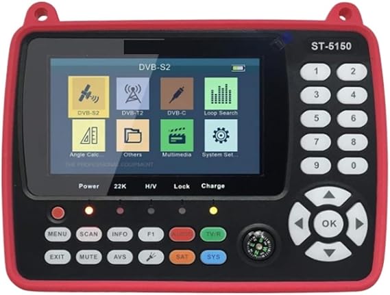 Satellite Finder Meter DVB-T2/DVB S2/DVB C H.265 Combo Sat Dvb T2 Receiver Satfinder 4.3"Color LCD Screen Precise Detection