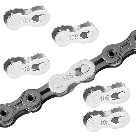 Qrity 5 Pairs Bicycle Chain Link, Bicycle Bike Chain Master Link Connectors Repair Parts, 10 Speed Reusable Bicycle Missing Link for Mountain Bikes, Road Bikes
