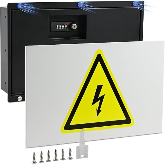 Hidden Wall Safe,Magnetic Vent Cover with High Voltage Warning Label,Recessed In-Wall Safe for 16" Studs,Electronic Combination Lock & Key,Concealed Security Safe for Cash,Jewelry,Documents Valuables