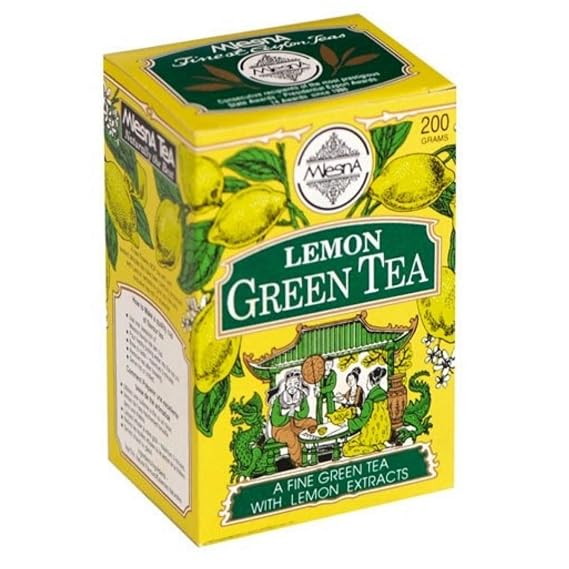 Mlesna Lemon Flavored Green Tea Loose Tea 200g - Pure Ceylon Finest Green Tea With Lemon Extracts Tea Box 7 oz