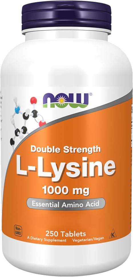 Now Foods L-Lysine 250 Vegan Tablets 1000 mg L-Lysine per Dose Gluten Free Soy Free GMO Free Neutral in Taste