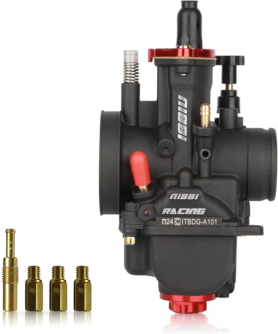 NIBBI PWK24mm Carburetor with Carb Jets, Fit 125cc-150cc YAMAHA KAWASAKI SUZUKI Apollo SSR TTR SYM TAOTAO Atv Dirt Bike Pit Bike GY6 Motorcycle Moped (PWK-24mm)