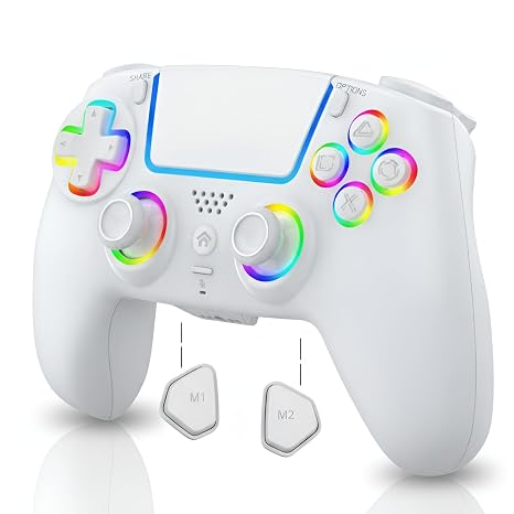 FLUY-E RGB Wireless Controller for PS5/PC Compatible with PS5, PS5 Slim & PS5 Pro, Hall Effect Joysticks and Triggers, Dual Vibration, Six-Axis Sensor, Touch Panel, Turbo & Programmable Buttons, Ergonomic Design