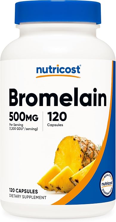 Nutricost Bromelain (500mg) 120 Vegetarian Capsules, Gluten Free | Bromelain (1200 GDU), GMO-Free