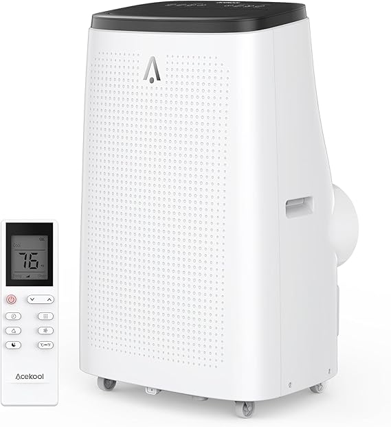 14,000 BTU Portable Air Conditioner with Remote, Cools 700 Sq.Ft In 10 Mins,3-In-1 Cooling/Dehumidifier/Fan,Ultra-Quiet 40dB, Easy Roll-Wheel Install,24/7 Timer and Smart Control, Black Touching Top
