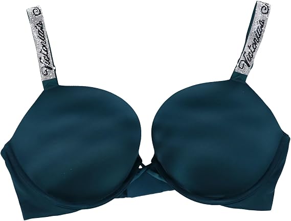 Victoria's Secret Add 2 Cup Bombshell Rhinestone Straps Bra (Green, 36D)