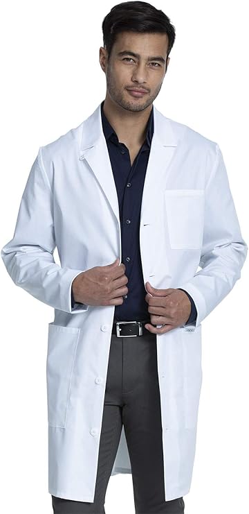 Cherokee Project White Lab Coat For Men 38" 3 Pockets Button Front
