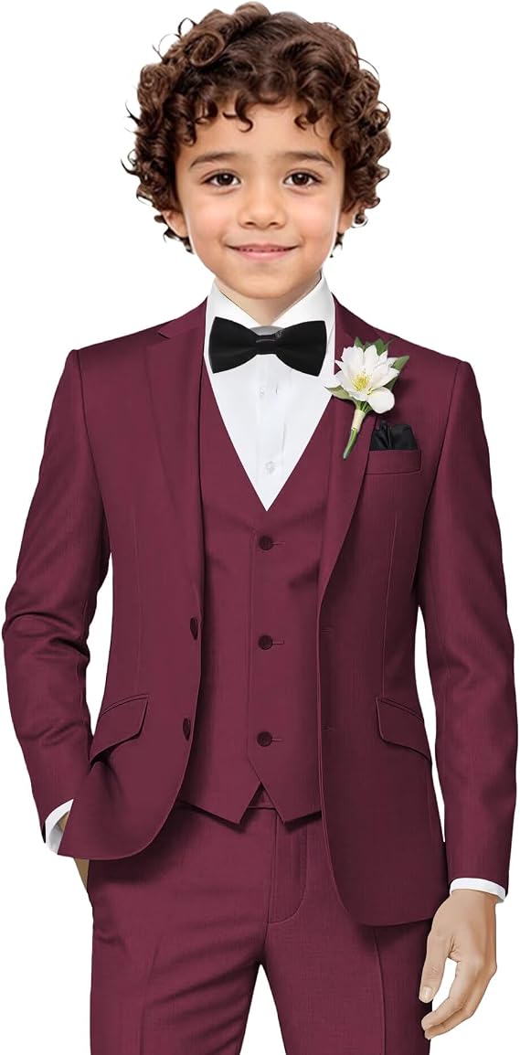 Boys Suit 4 Piece Slim Fit Formal Suits for Boys Teens Wedding Boy Communion School Clothes with Bowtie